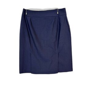 Banana Republic Navy Blue Side Zipper Wool Blend Slit Skirt Sz‎ 8 W 167